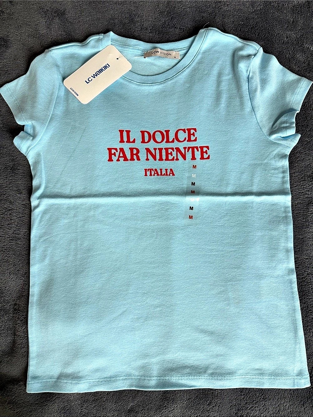 LC Waikiki T-Shirt Cotton Graphic Baby Tee in Blue Size Medium NWT